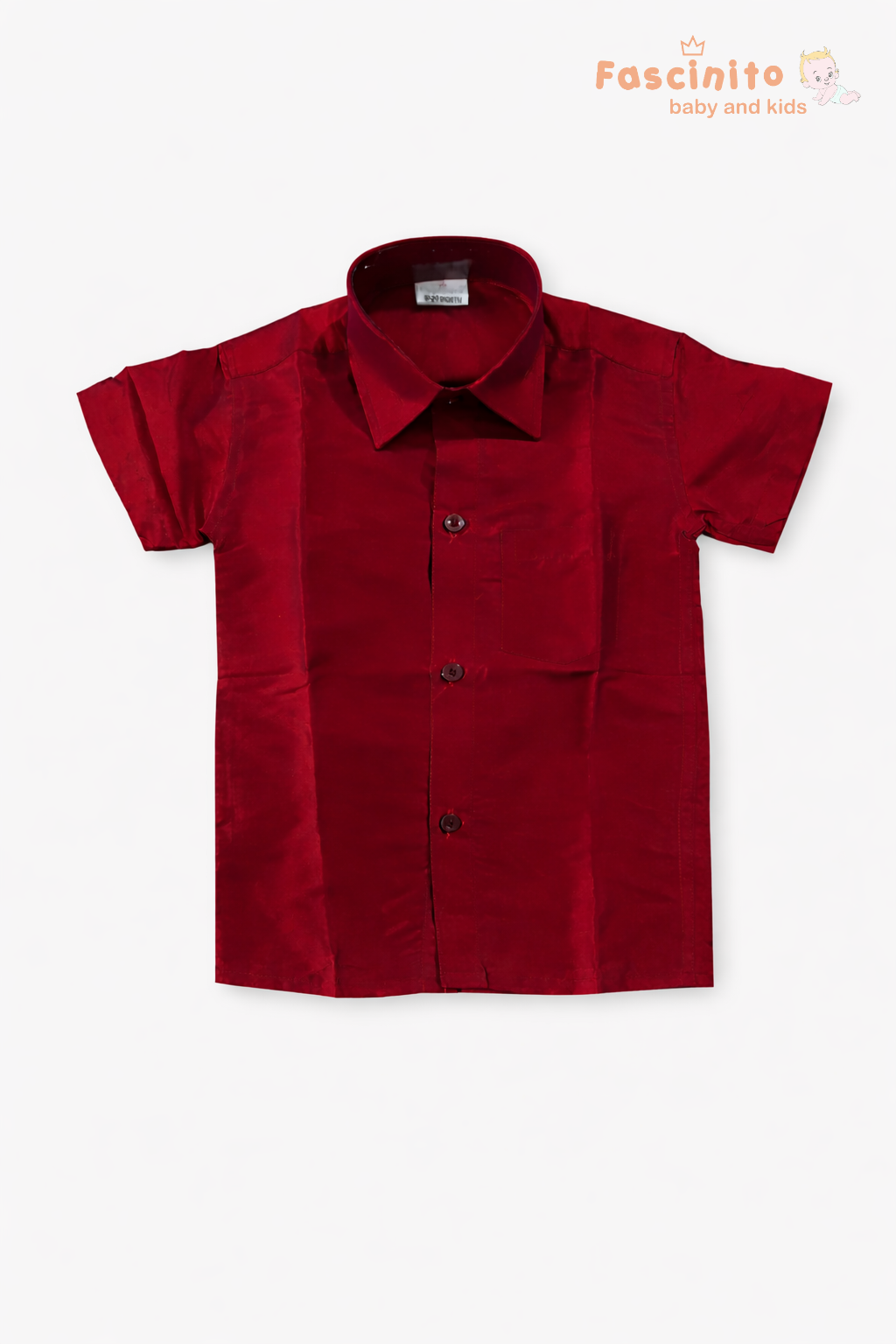 Boys Dhoti Set – Red Silk Look Ethnic Wear with Zari Border
