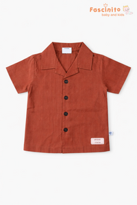 Boys Shirt & Pant Set – Rust Brown Coord Outfit for Kids