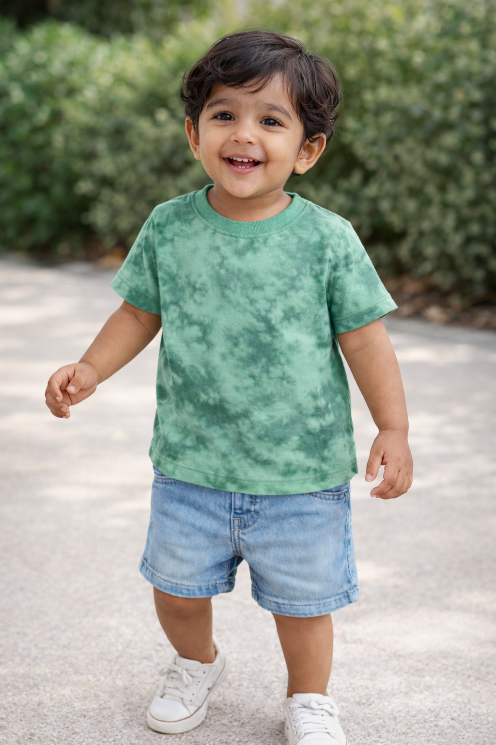 Boys Green Tie-Dye Cotton T-Shirt
