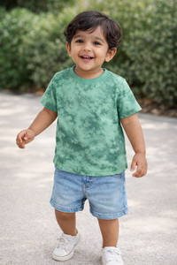 Boys Green Tie-Dye Cotton T-Shirt