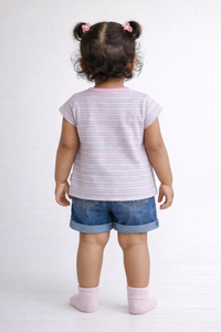 Girls Pink Princess Embroidered Stripe Cotton T-Shirt - FREE