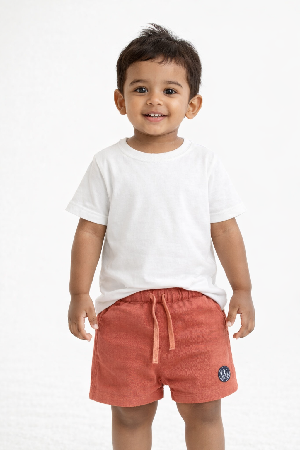 Toddler Boys Orange Cotton Casual Shorts