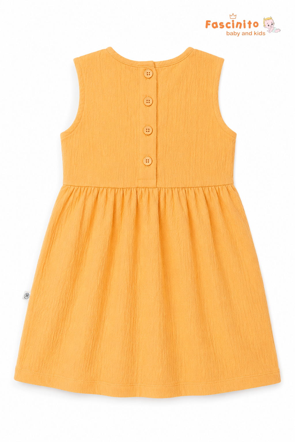 Girls Embroidered Frock – Mustard Yellow Sleeveless Dress