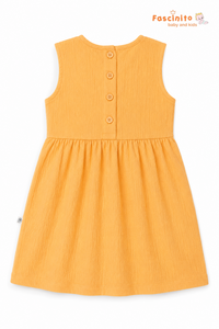 Girls Embroidered Frock – Mustard Yellow Sleeveless Dress