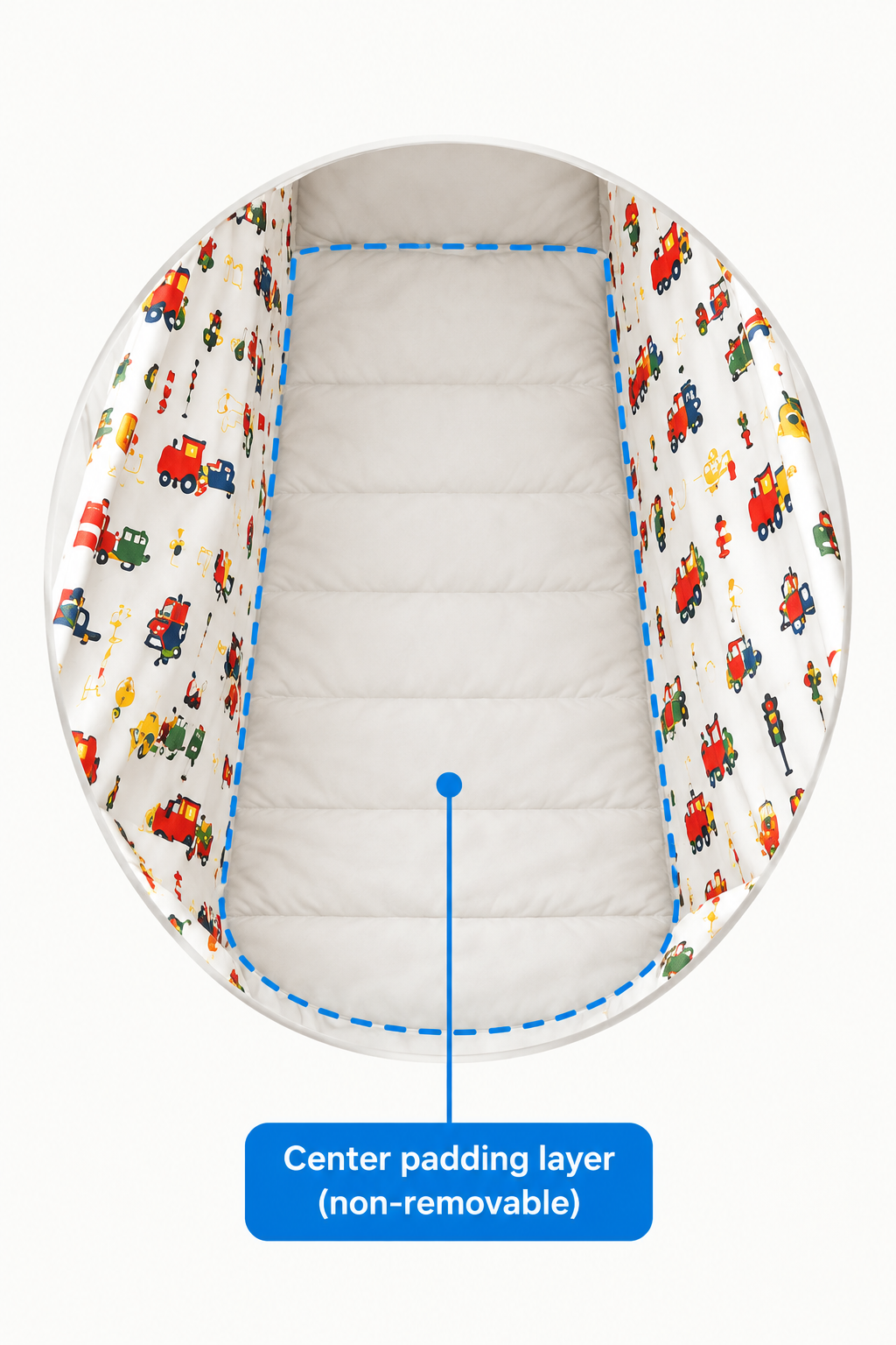Cushioned Little Cruiser Baby Cradle – cradle with mattress pad White