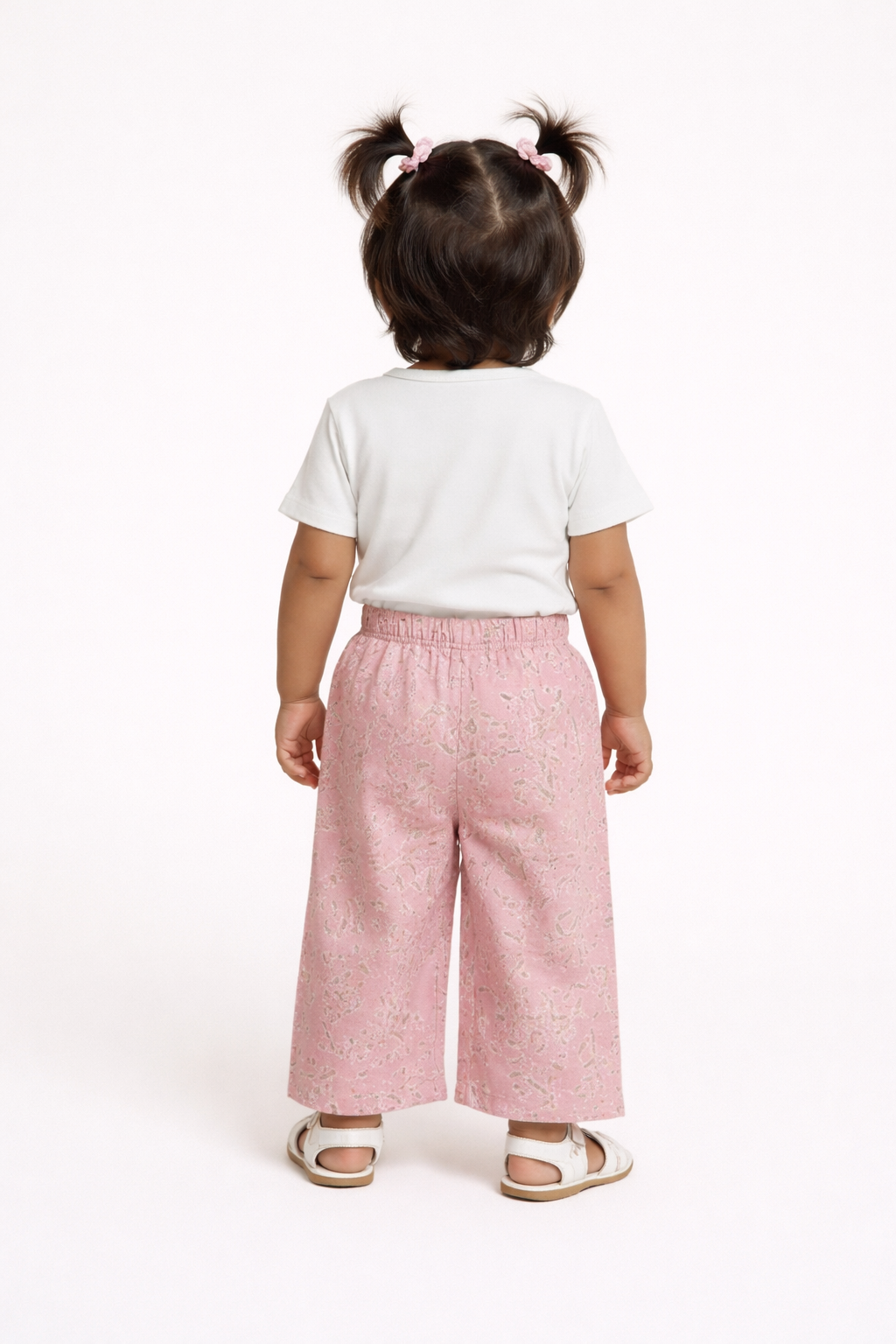 Girls Orange Floral Cotton Palazzo Pants