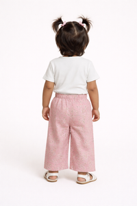 Girls Orange Floral Cotton Palazzo Pants