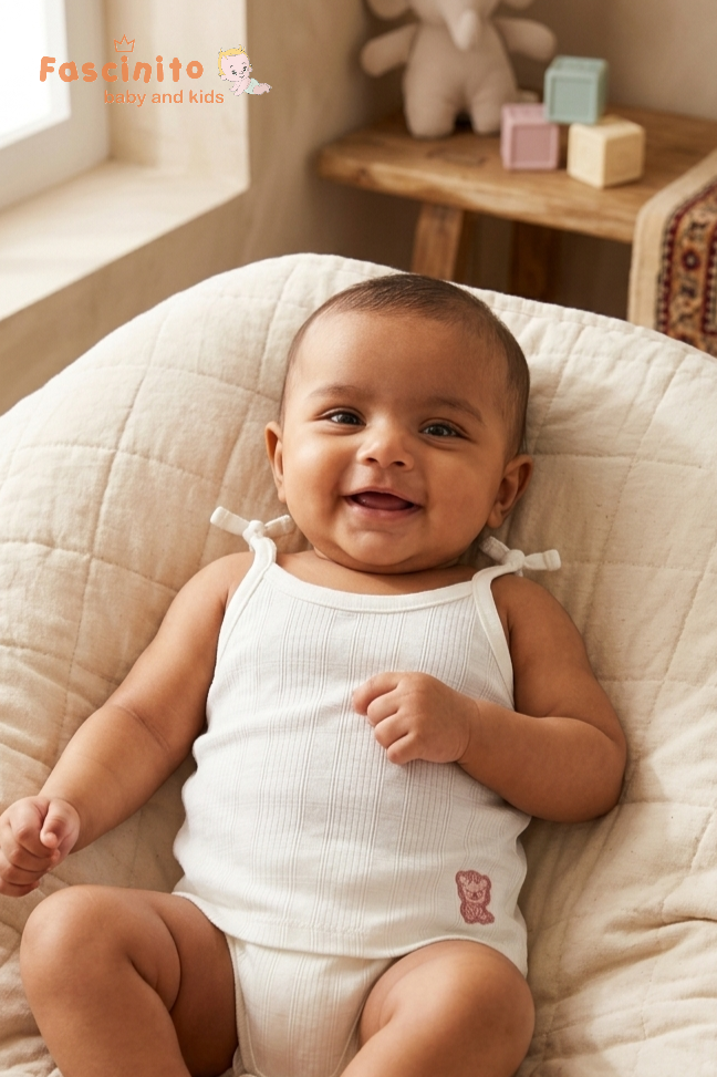 Baby Muslin Knotted Jabla – Soft White Cotton Newborn Top