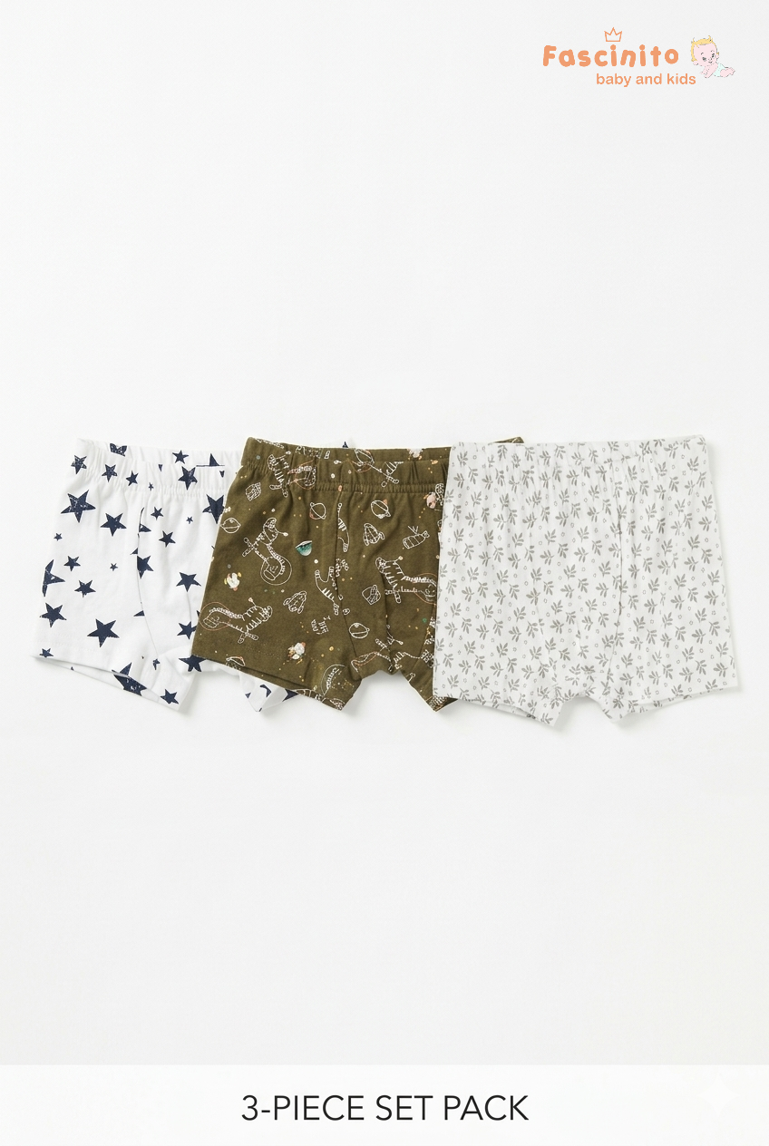 Baby Boxer Shorts 3PCS Pack – Soft Cotton Printed Kids Shorts