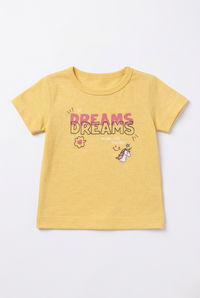 Girls Mustard Unicorn Graphic Cotton T-Shirt