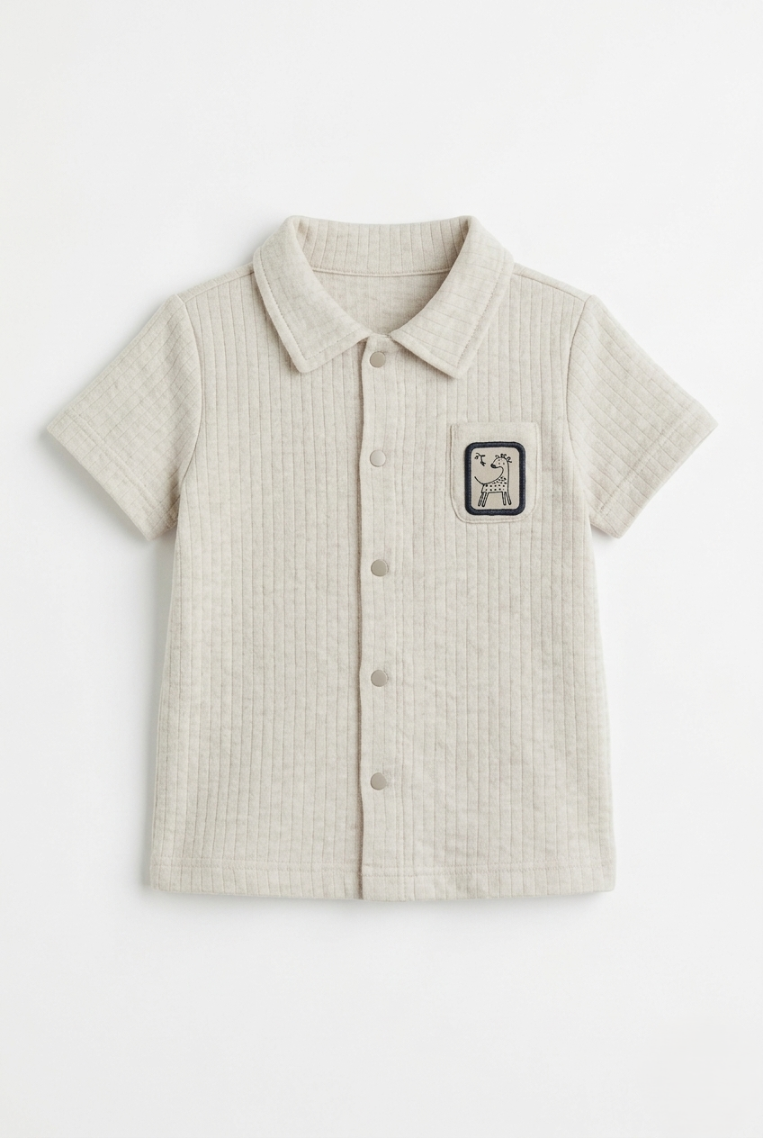 Boys Half White Textured Cotton Casual Shirt
