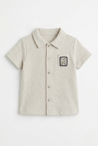 Boys Half White Textured Cotton Casual Shirt