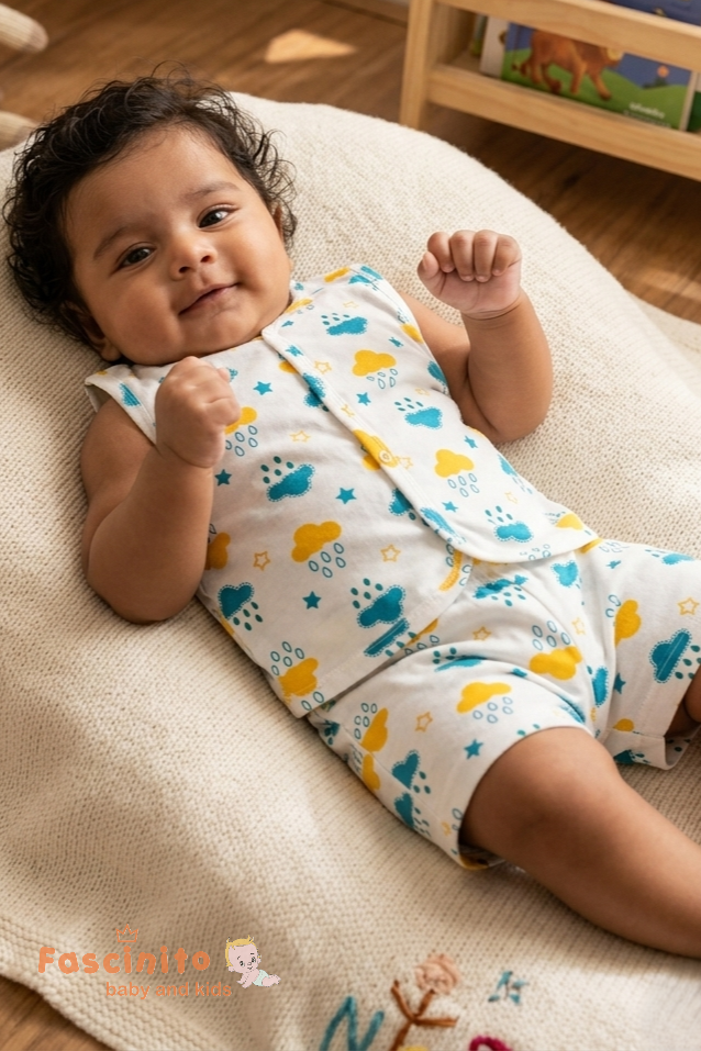 Baby Muslin Jabla Set – White Cotton Newborn Outfit