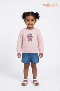 Girls Sweatshirt – Pink Ice Cream Graphic Casual Top