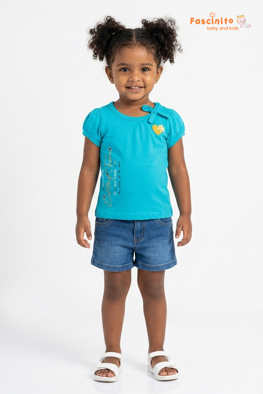 Girls Shorts – Blue Cotton Casual Shorts
