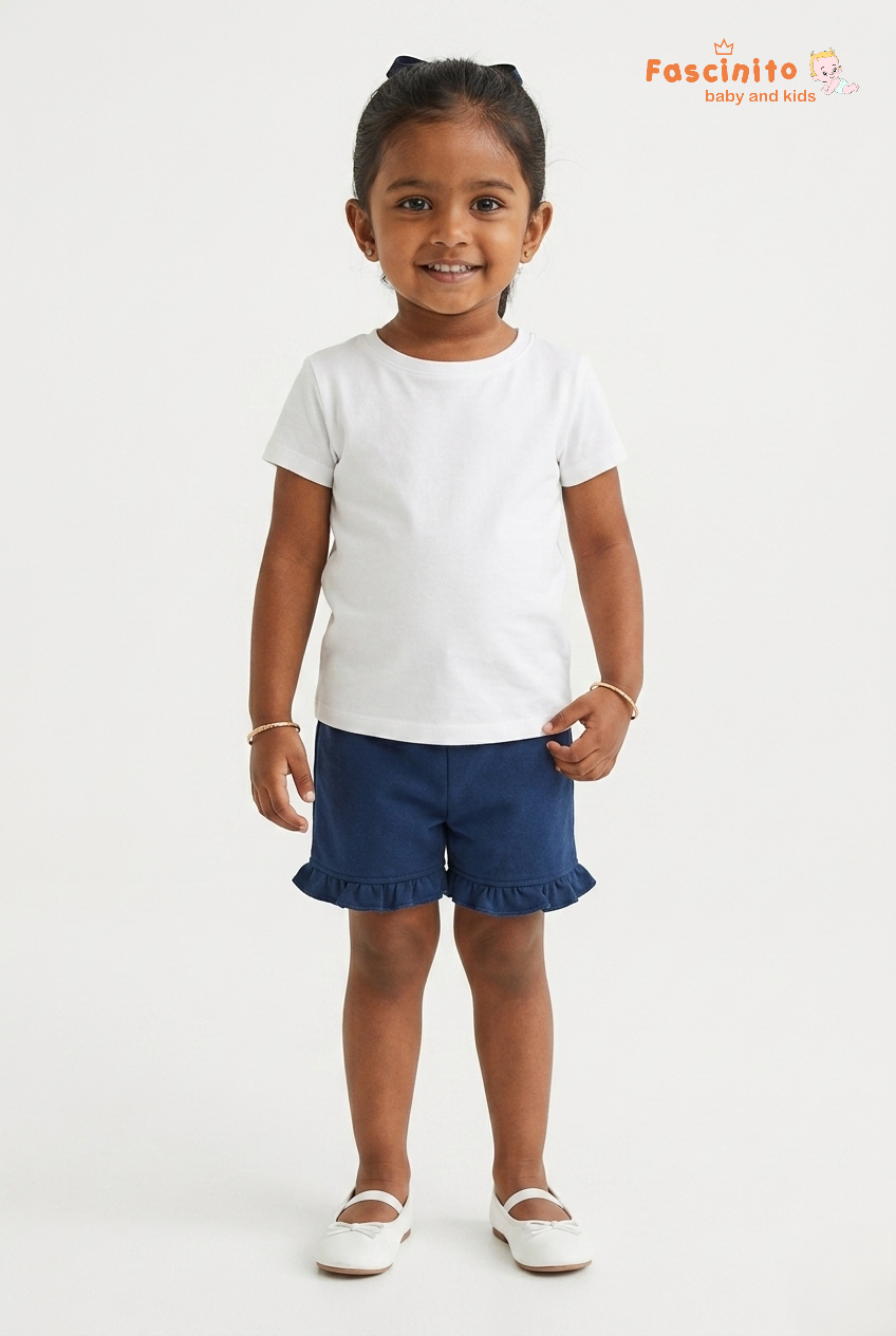 Girls Shorts – Navy Blue Cotton Casual Shorts