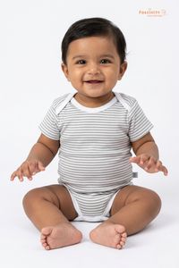 Baby Cotton Bodysuit – Soft Snap Button Onesie (Grey)