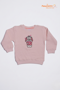 Girls Sweatshirt – Pink Ice Cream Graphic Casual Top