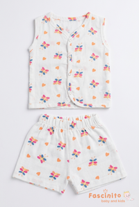 Baby Muslin Jabla Set – White Cotton Newborn Daily Wear