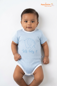 Baby Playsuit – Sky Blue Elephant Print Cotton Onesie