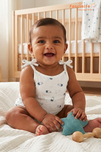 Baby Muslin Knotted Jabla – Soft Cotton Newborn Essential (White)