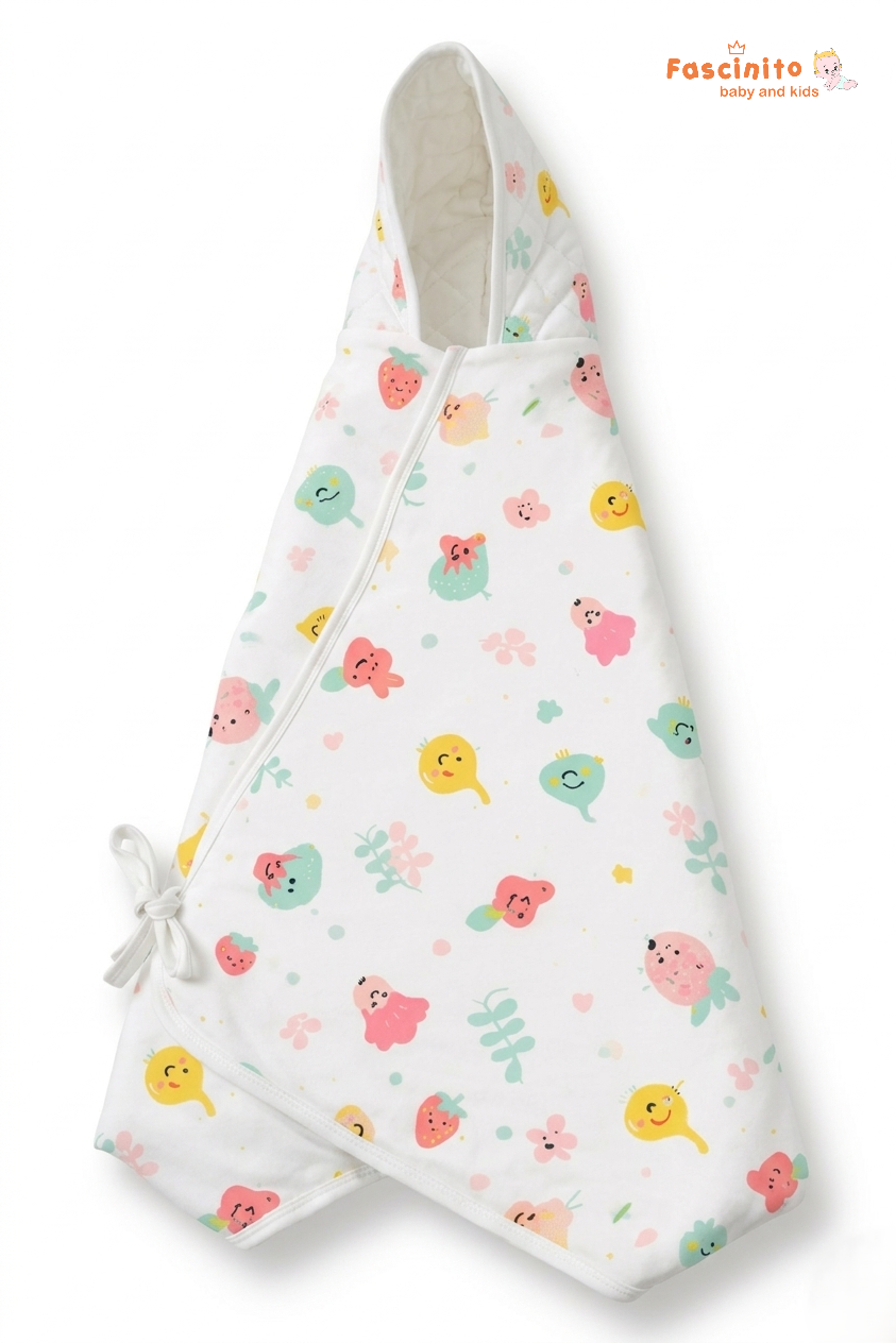 Baby Hooded Wrapper – Organic Cotton Baby Swaddle Blanket (White)