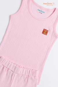Boys Sleeveless Set – Cotton Vest & Shorts Summer Outfit (Pink)