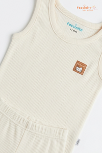 Boys Sleeveless Set – Cotton Vest & Shorts Summer Outfit (Beige)