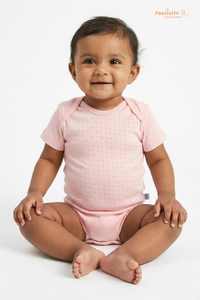 Baby Cotton Bodysuit – Soft Snap Button Onesie (Pink)