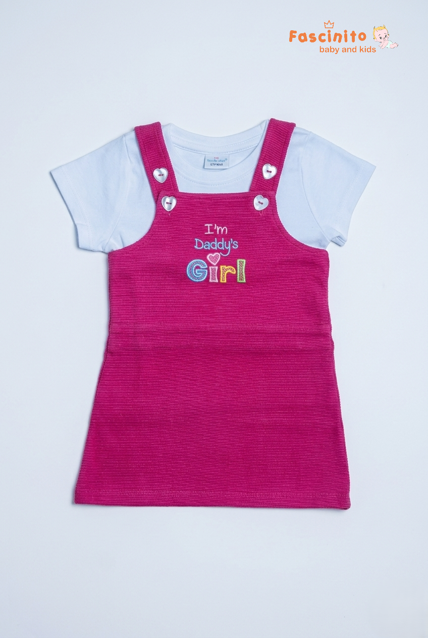 Girls Dungaree Set – Pink Pinafore Dress with T-Shirt