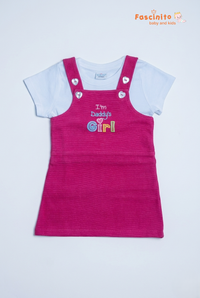 Girls Dungaree Set – Pink Pinafore Dress with T-Shirt