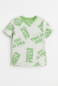 Boys Summer Vibes Graphic Cotton T-Shirt (Blue & Green)