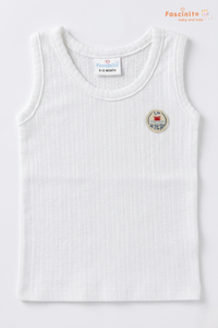 Boys Sleeveless Set – Cotton Vest & Shorts Summer Outfit (White)
