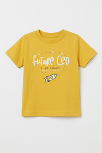 Boys Yellow Future CEO Graphic Cotton T-Shirt