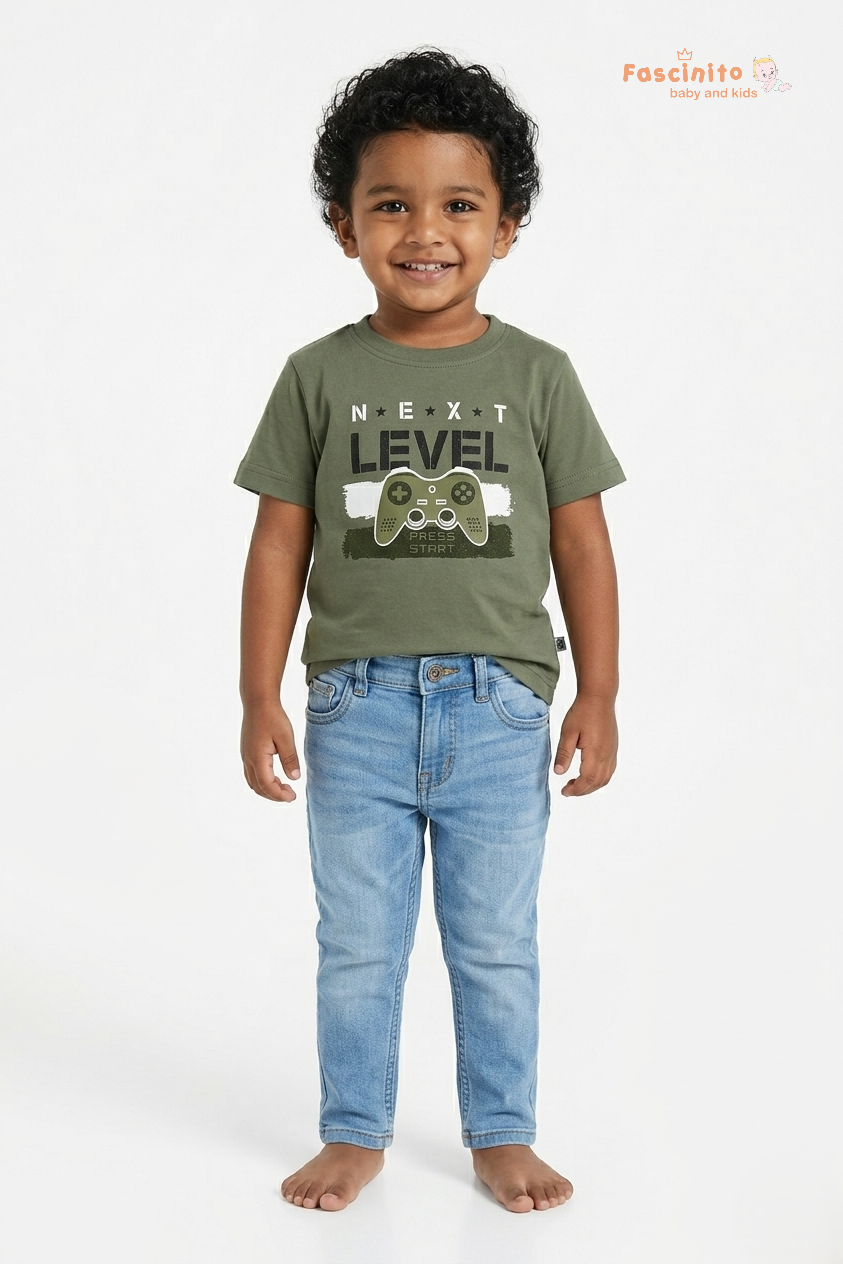Boys Cotton T-Shirt – Sage Green Casual Kids Tee