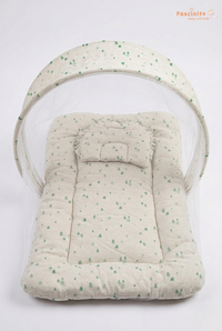 Baby Mosquito Bed – Grey Foldable Net Bed with Cushion