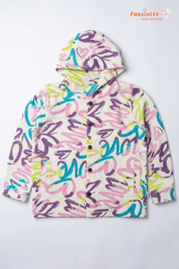 Girls Hoodie – White Cotton Blend Casual Wear