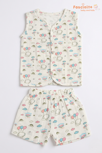 Baby Muslin Jabla Set – Soft White Cotton Newborn Wear