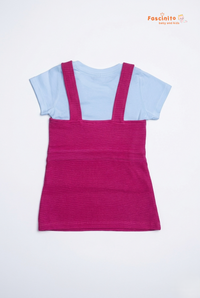Girls Dungaree Set – Pink Pinafore Dress with T-Shirt