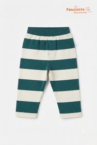 Hooded Co-Ord Set – Green & Off White Striped Hoodie and Pants Set