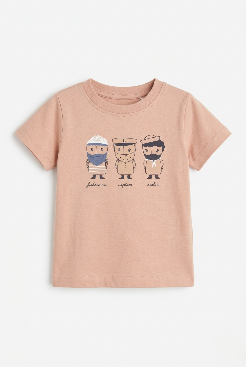 Boys Peach Graphic Cotton T-Shirt