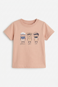 Boys Peach Graphic Cotton T-Shirt