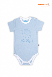 Baby Playsuit – Sky Blue Elephant Print Cotton Onesie