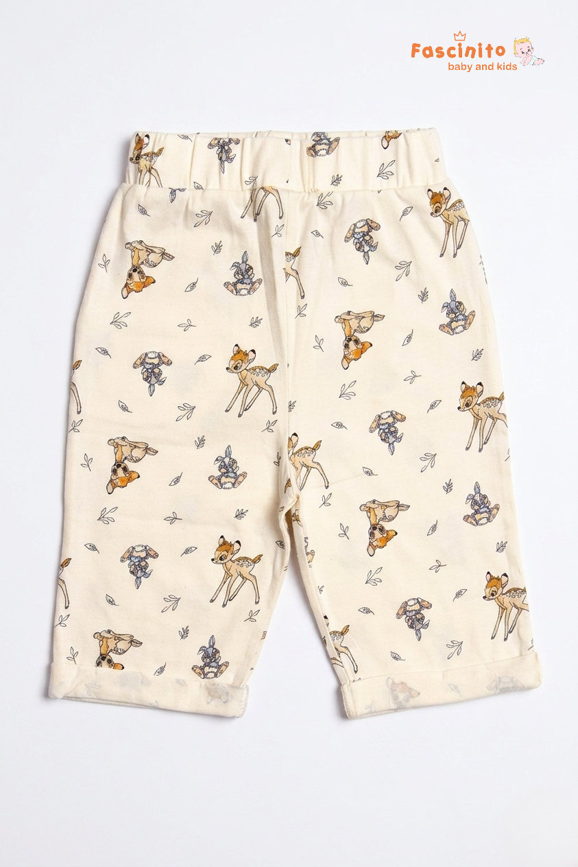 Boys Cotton Pants – Mustard Yellow Printed Casual Bottom