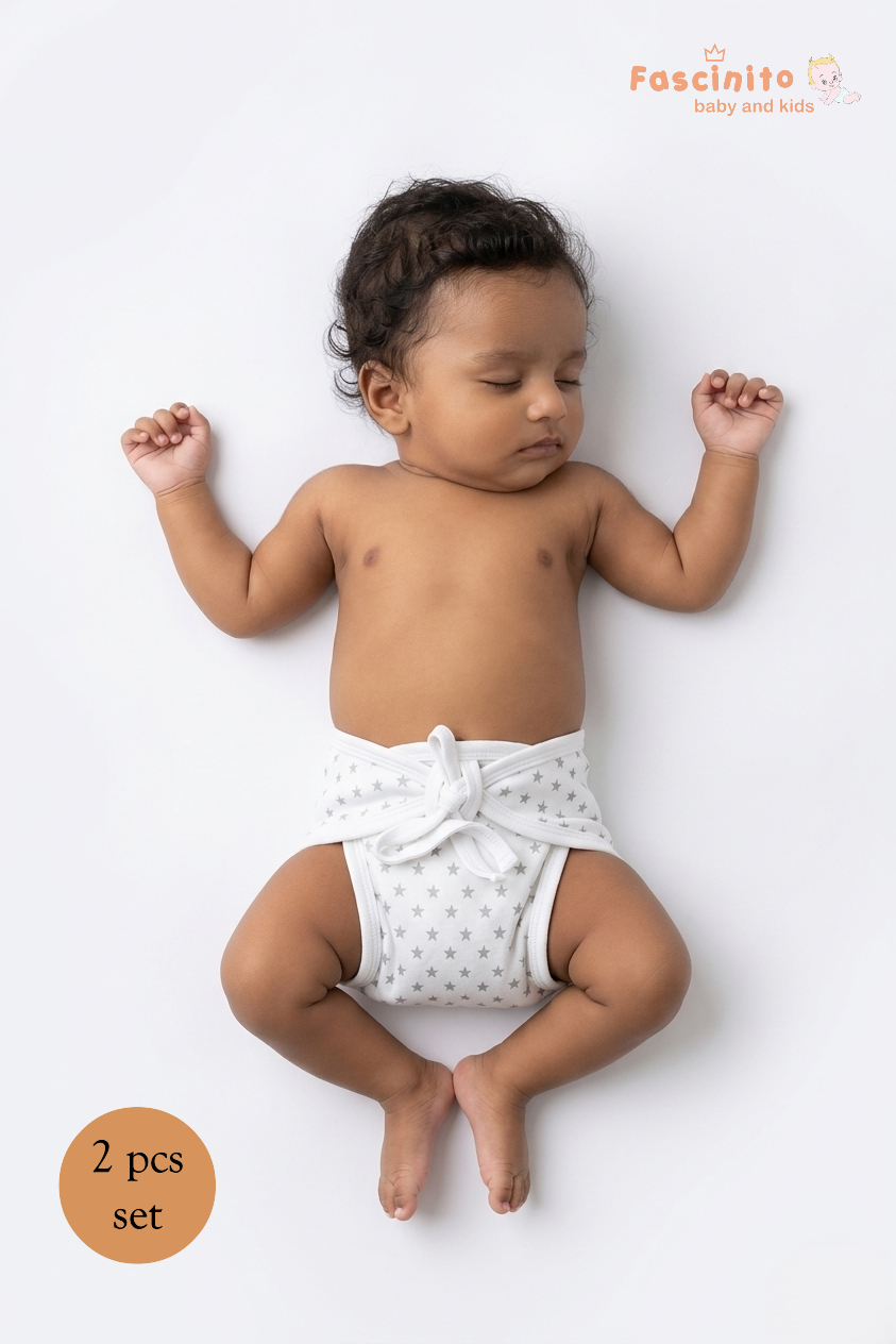 Baby Cotton Nappy 2PCS Pack – Soft Reusable Langot Cloth Diaper (White)