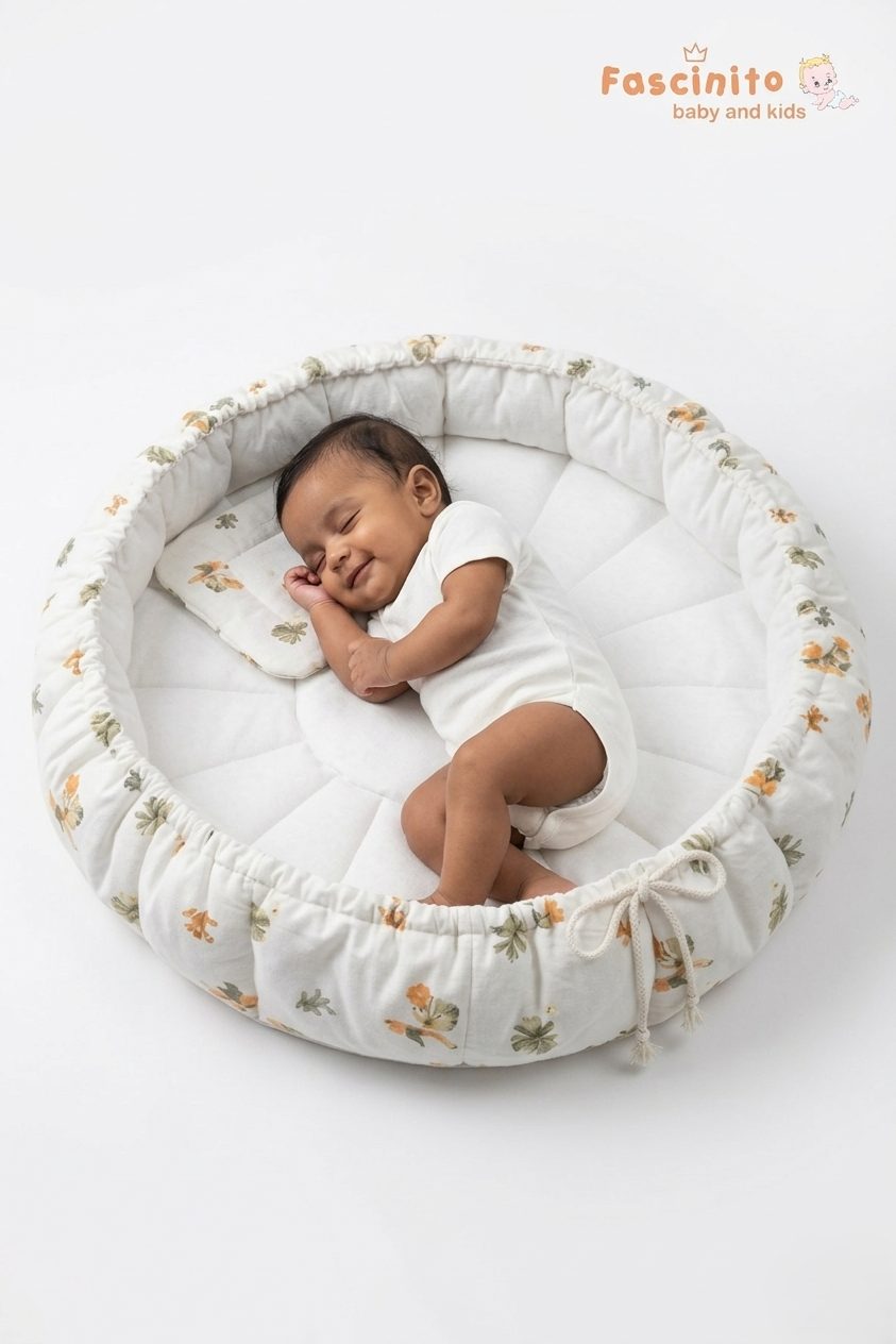 Baby Tub Bed Soft Infant Lounger Support Bed – White