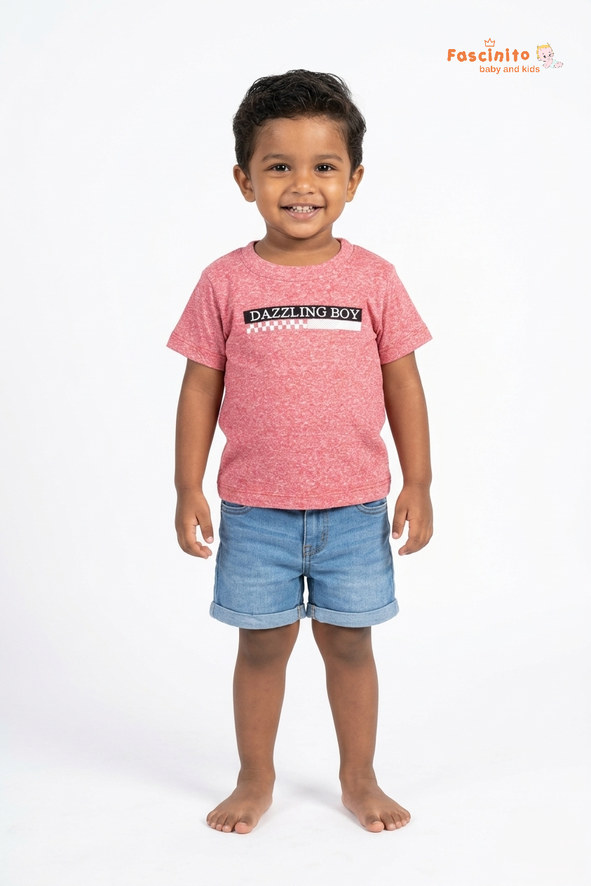 Boys Cotton T-Shirt – Pink Casual Kids Tee