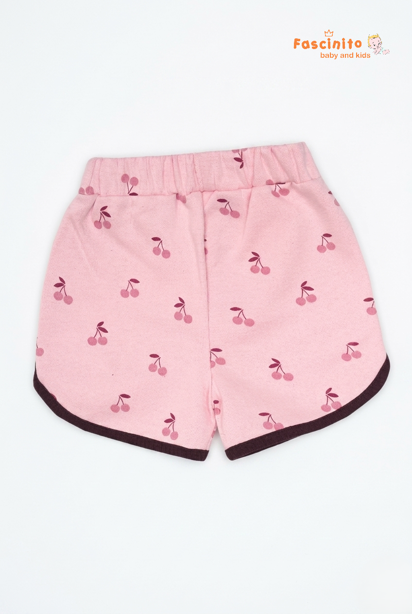 Girls Shorts – Pink Cherry Print Dolphin Style Shorts