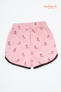 Girls Shorts – Pink Cherry Print Dolphin Style Shorts