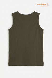 Girls Sleeveless Top – Dark Green Little Sweet Graphic Top